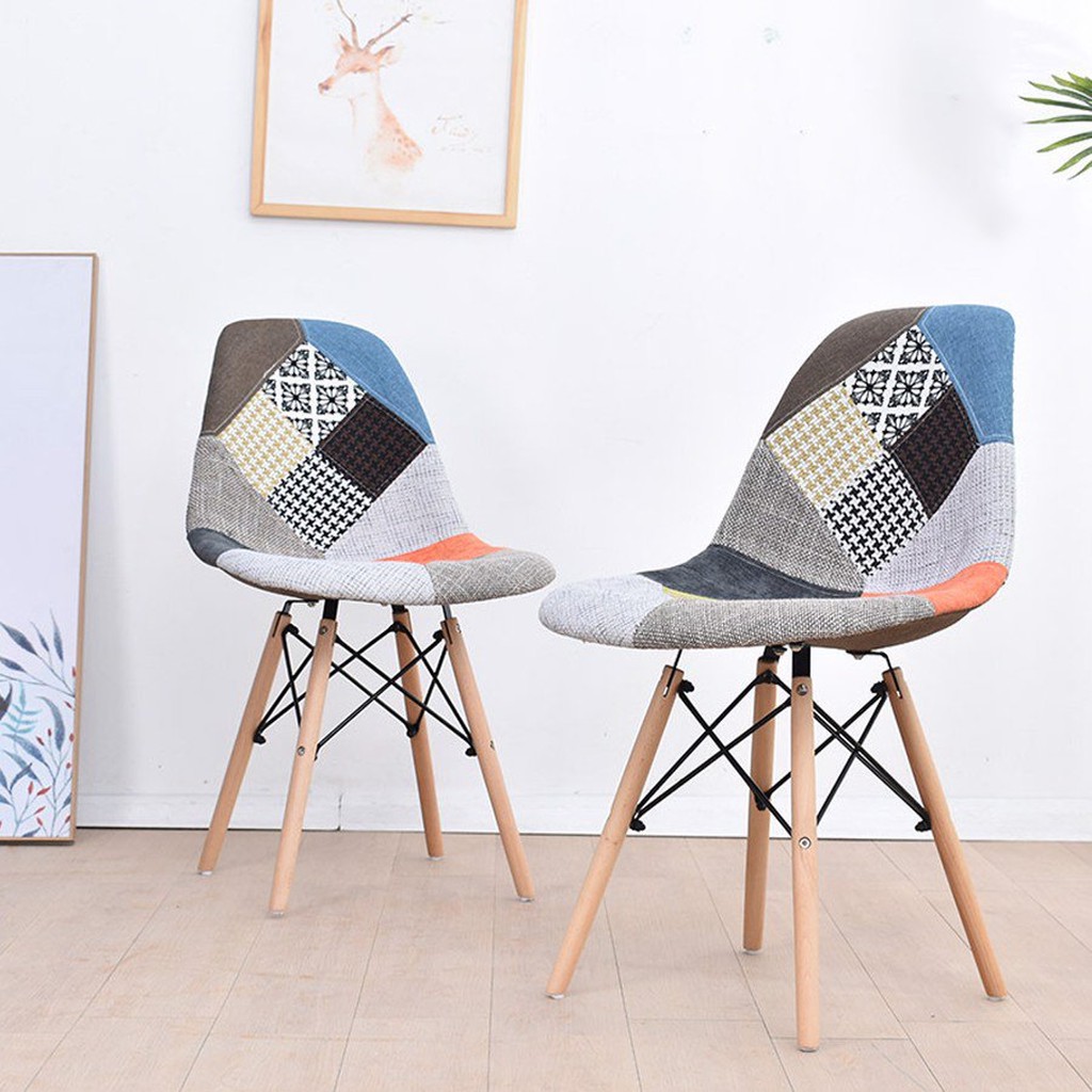 [GHẾ CAFE - GHẾ ĂN] GHẾ EAMES THỔ CẨM CHÂN GỖ | BigBuy360 - bigbuy360.vn