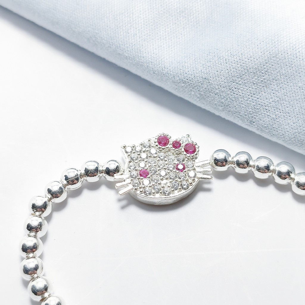 Lắc tay bạc Lắc bi mèo hello kitty bạc ta cho bé_Van jw