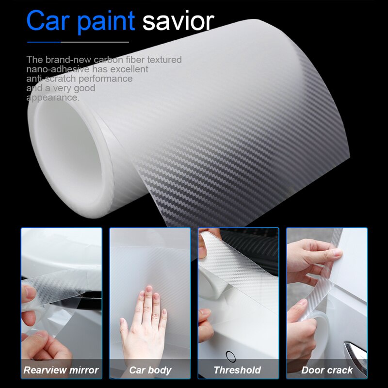 Cuộn miếng dán bảo vệ cửa xe hơi SEAMETAL sợi carbon vinyl trong suốt chống trầy xước 3m tiện lợi