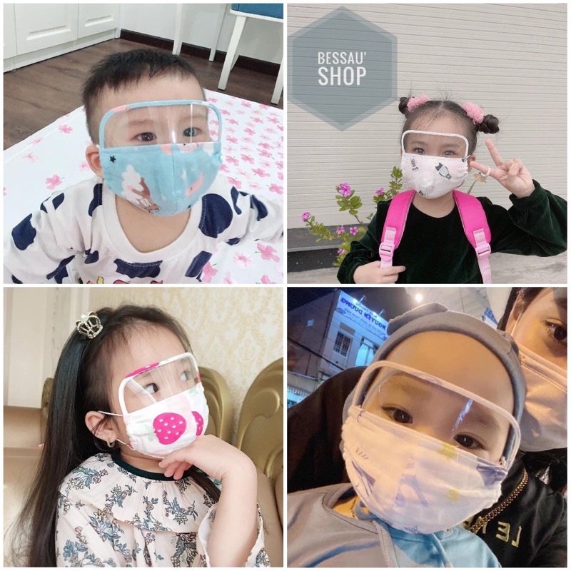 Khẩu trang kính em bé mềm mại chống giọt bắn chống bụi cho bé sơ sinh - 12 tuổi có dây rút điều chỉnh độ rộng