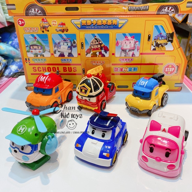 LOẠI TO_Bộ 6 xe Robot car poli biến hình cảnh sát_kèm video&ảnh thật no168-9