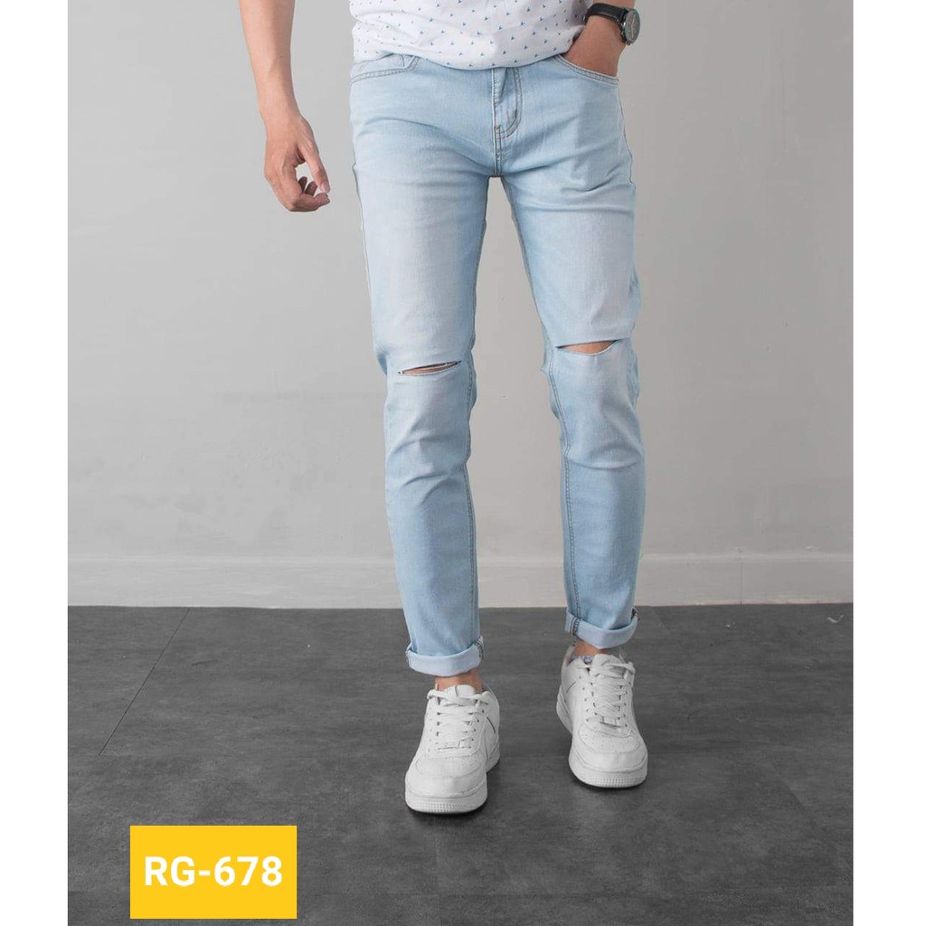 Quần Jean Nam Xanh Trắng Trơn Đơn Giản . | BigBuy360 - bigbuy360.vn