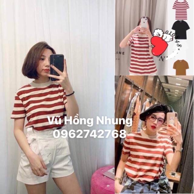 Áo kẻ cộc zara