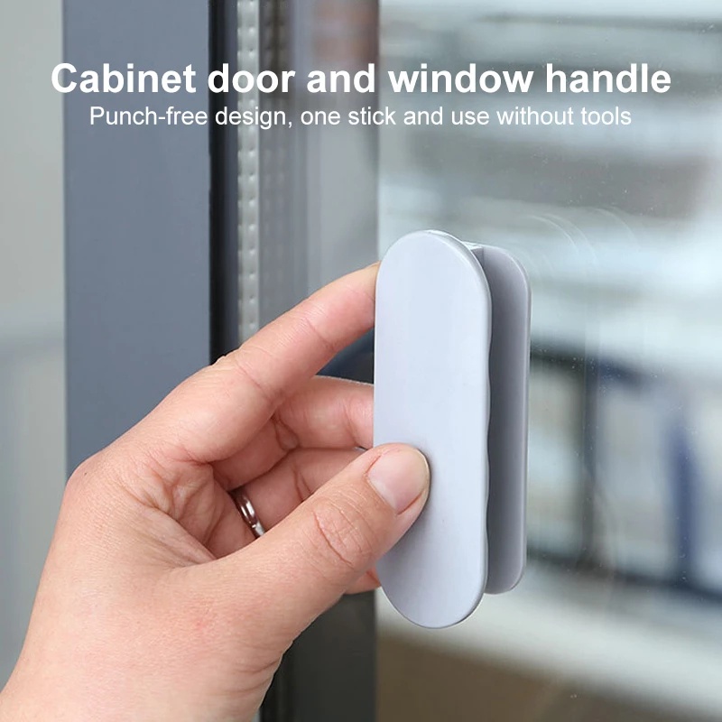 Set 2 Tay Nắm Ngăn Kéo / Cửa Tủ Bằng Nhựa Tự Dính Không Cần Khoan Lỗ