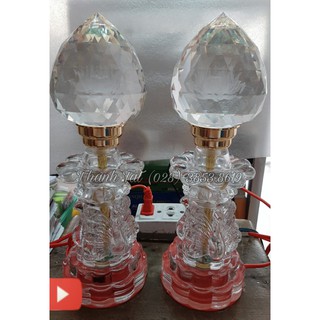 Bộ Đèn Thờ Đào Pha Lê Cao Cấp Cao PL407Đ