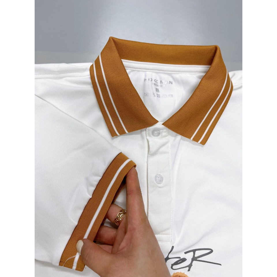 Áo polo nam cổ bẻ in gấu bự phối bo viền chất vải cá sấu Cotton xuất xịn,chuẩn form, sang trọng - thanh lịch TB033