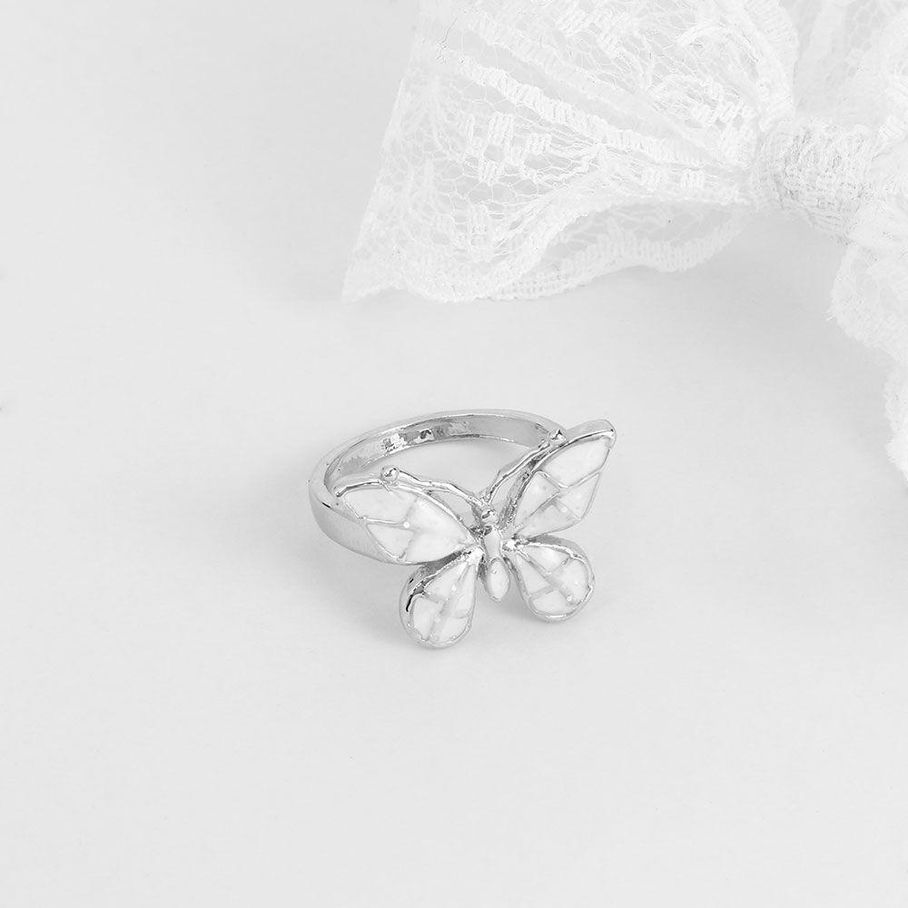 1 Nhẫn Cưới Hình Bướm Màu Trắng Phong Cách Vintage Cho Cô Dâu
