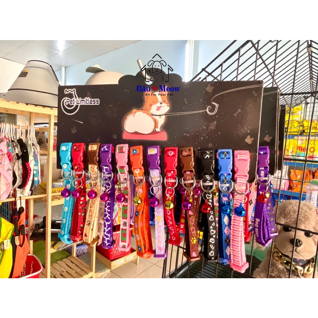 Vòng cổ cho thú cưng chó mèo bản 1.0 nhiều hình và nhiều màu sắc dễ thương