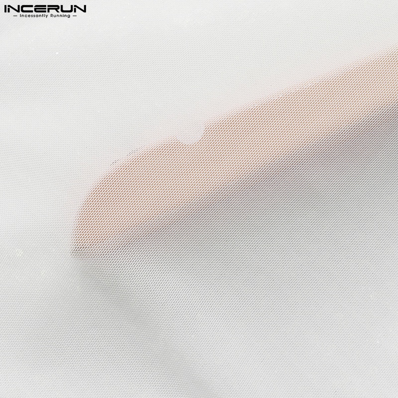 Áo ba lỗ Incerun thiết kế xuyên thấu đính kim sa trẻ trung dành cho nam