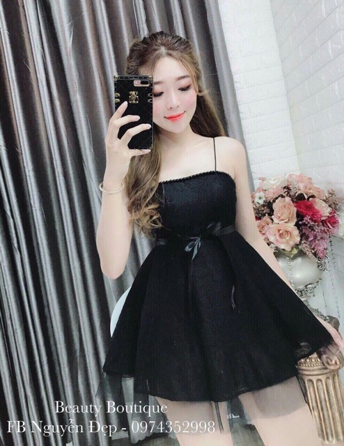 Đầm công chúa xiêu xinh đính hột dày mịn