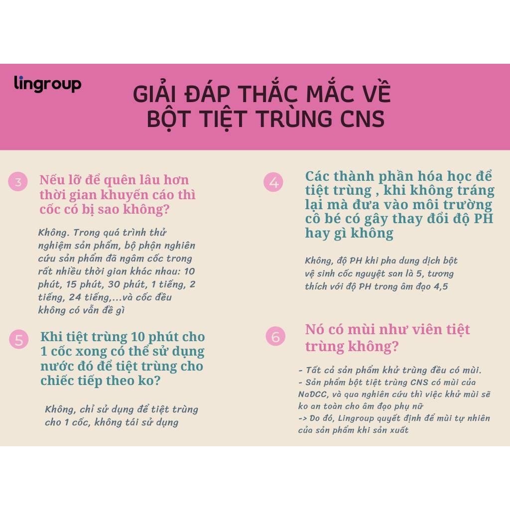 Bột vệ sinh Lincare tiệt trùng Cốc nguyệt san Hộp 12 gói tiện lợi, an toàn, nhanh chóng, gọn nhẹ