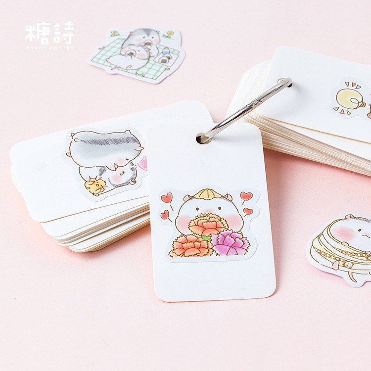 Sticker chủ đề Chuột Hamster Dễ Thương - Hộp 45 miếng dán trang trí sổ tay Bullet Journal - M051