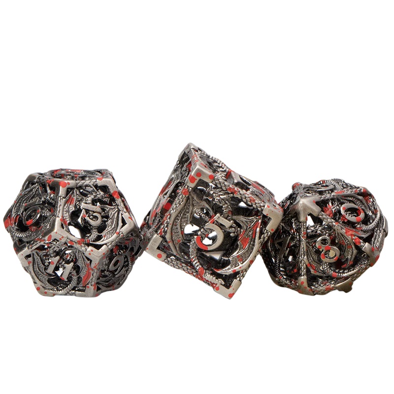 Bộ Xúc Xắc Bằng Kim Loại Polyhedral Sử Dụng Cho MTG Pathfinder D and D20 D12 D10 D8 D6 D4