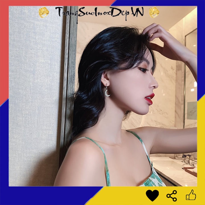 Bông tai nữ trăng sao đính đá phong cách Hàn Quốc xinh đẹp, trẻ trung, quyến rũ thích hộp đi dự tiệc, số lượng 1 đôi