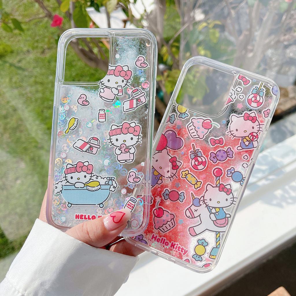 Ốp Điện Thoại Họa Tiết Hello Kitty Lấp Lánh Dành Cho IPhone 13Promax 12 11 7Plus X Xs Max XR 7 8