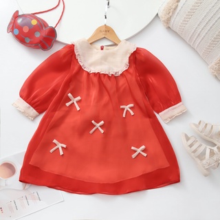 [25.6 GIẢM 40K ĐƠN 299K] Váy cho bé gái ILABY thiết kế cách điệu 2 lớp phối nơ [10IG05251021]