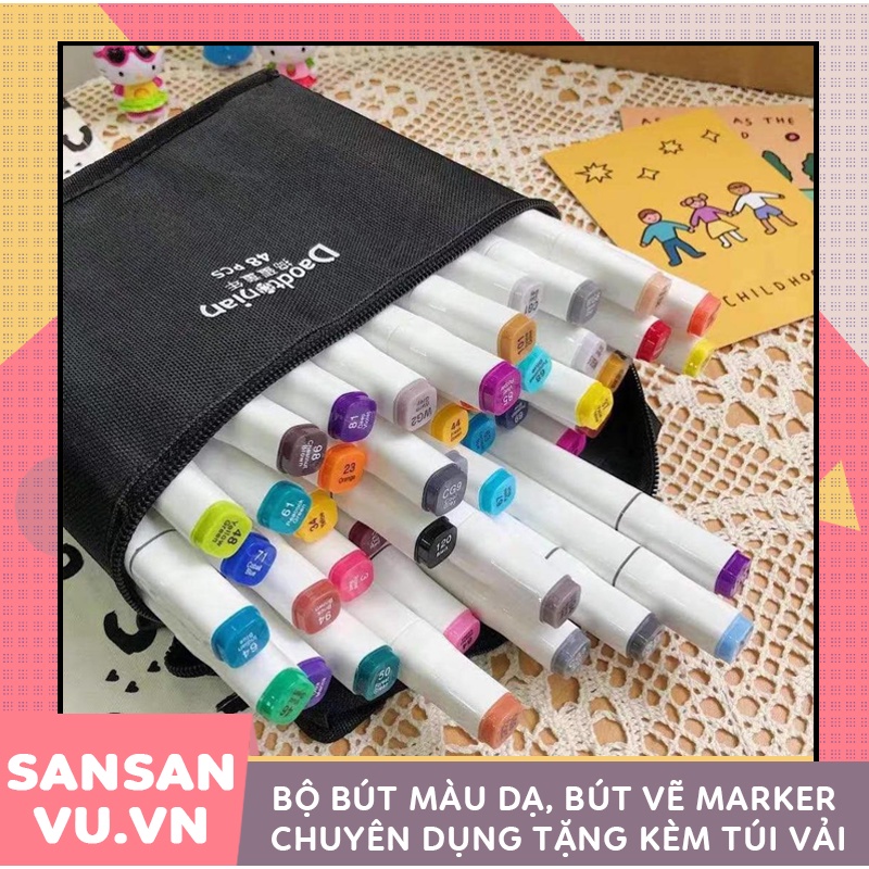 Bộ bút màu dạ, bút vẽ marker cao cấp chuyên dụng tặng kèm túi vải