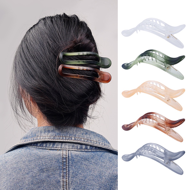 1 Kẹp Tóc Mỏ Vịt Bằng Nhựa Loại Lớn Thanh Lịch Dành Cho Nữ