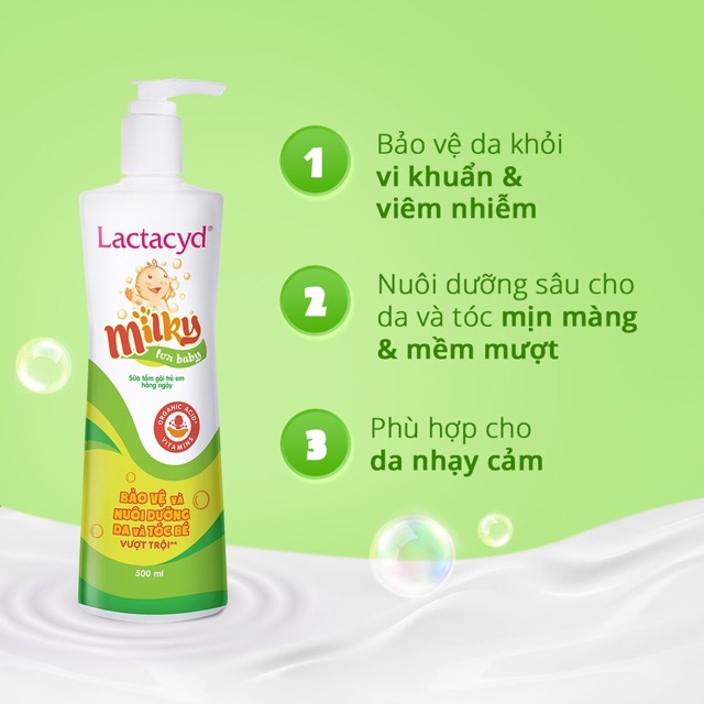 Lactacyd Milky 500ml - Sữa tắm gội cho trẻ em