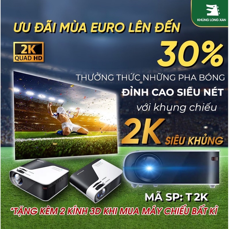 Máy chiếu mini KHỦNG LONG XANH T 2K siêu đỉnh hỗ trợ fullhd kết nối điện thoại, laptop, máy tính