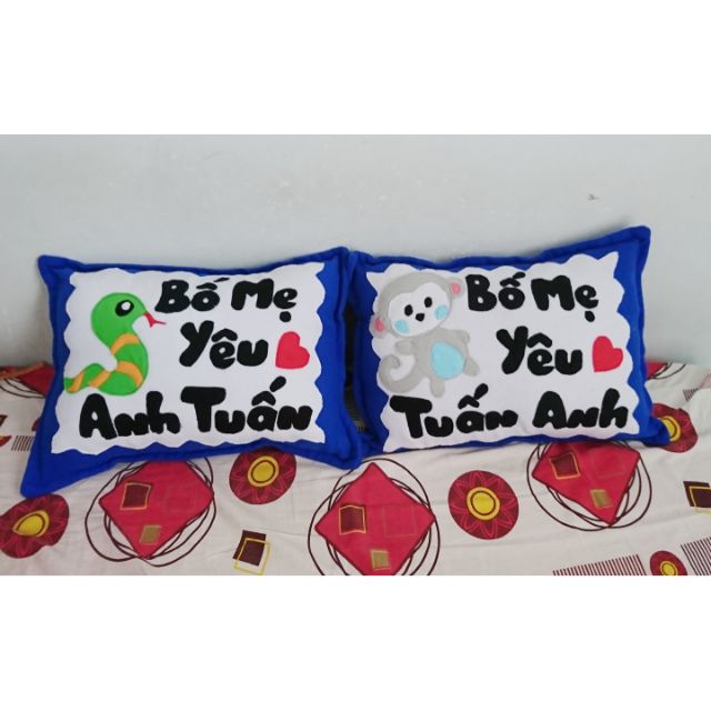 3 gối handmade rắn, khỉ, cậu bé