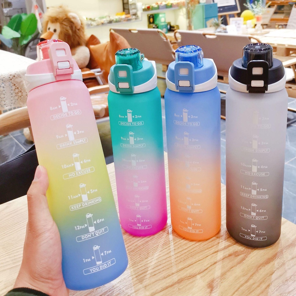 Bình Đựng Nước CONOPERY Bằng Nhựa Đục Màu Gradient Có Nắp Chống Rò Rỉ