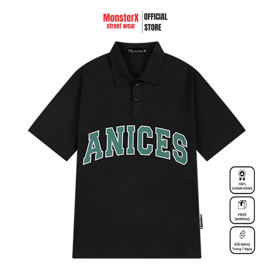 Áo thun polo MONSTER X STREET ANICES phông tay lỡ nam nữ form rộng Local Brand