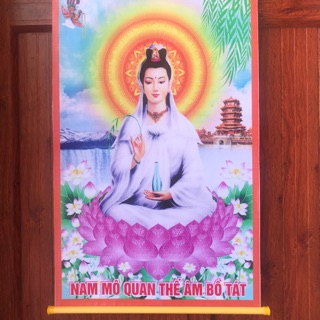 TRANH QUAN THẾ ÂM BỒ TÁT LỤA