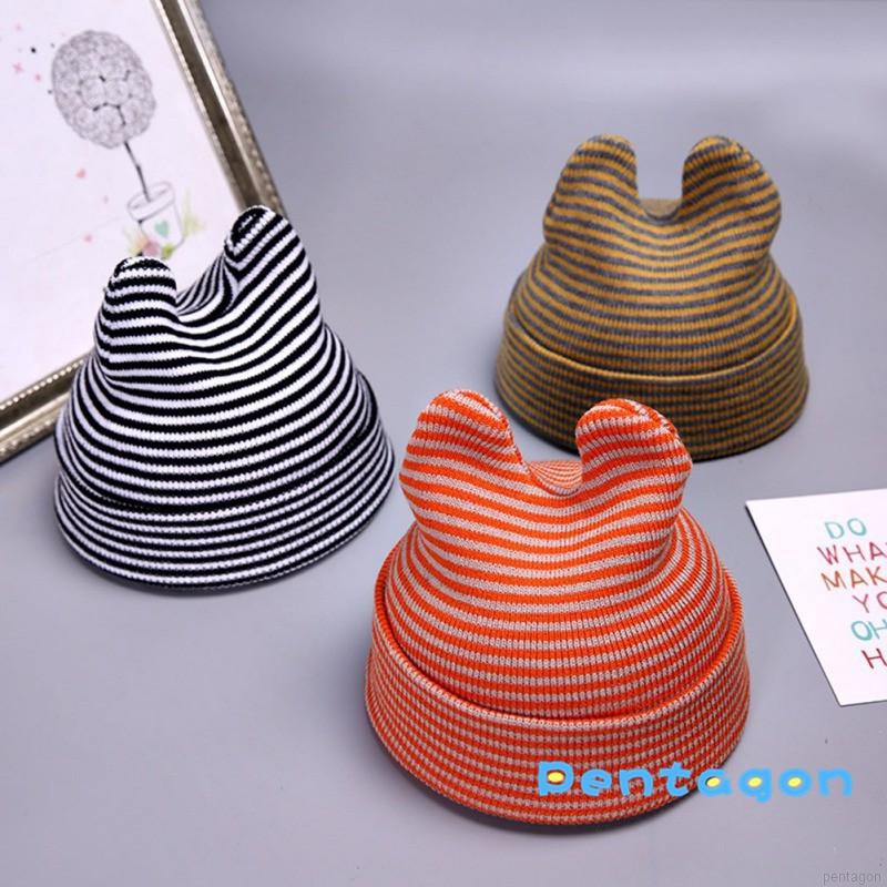 Mũ len beanie đính quả bóng xù đáng yêu cho bé