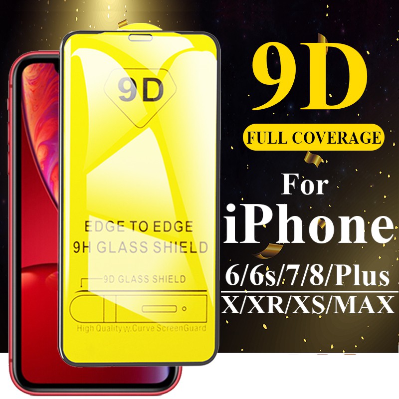 Miếng dán cường lực 9D full màn cho iPhone 6 6S 6 Plus 6s Plus Iphone 7 8 7 Plus 8 Plus Iphone X XS XR XS Max