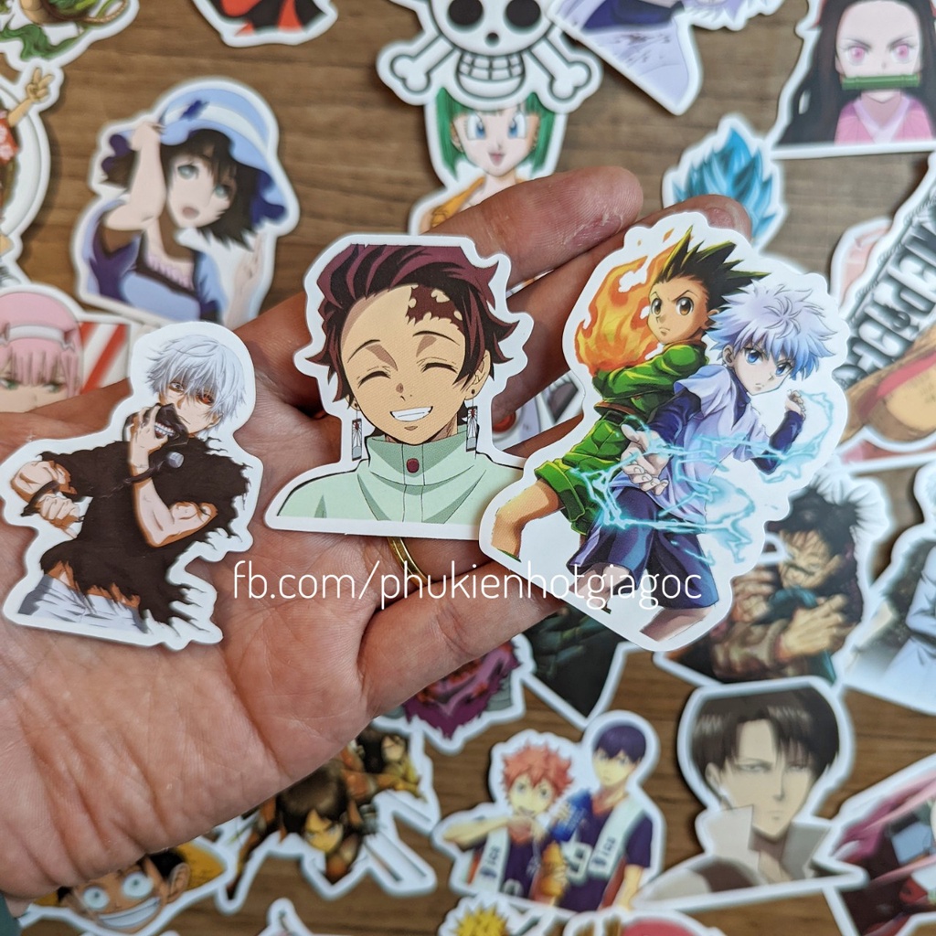 Bộ 50 sticker chống nước dán trang trí điện thoại , phụ kiện các truyện Manga hot nhất