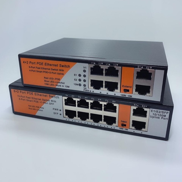 [Loại Tốt] Swith mạng 4+2 port POE và 8+2 port POE , 4 cổng và 8 cổng POE, 2 cổng J45 10/100M chuyên