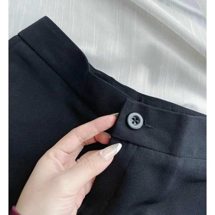 Quần ống loe lưng cao 1 cúc dài 100cm hack dáng