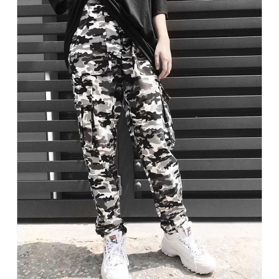 QUẦN KAKI LÍNH 2 TÚI - QUẦN CAMO BOX PANT UNISEX MÀU TRẮNG ĐEN - MM