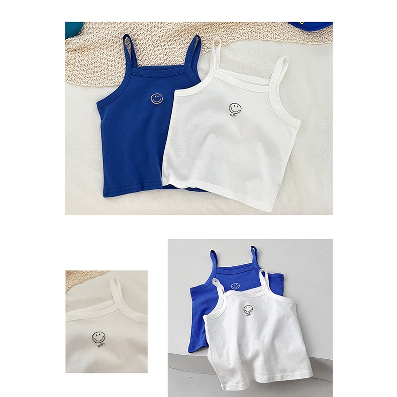 Áo Thun Ba Lỗ In Chữ Và Hình Mặt Cười Chất Liệu cotton Mỏng Thoải Mái Thời Trang Mùa Hè 2022In Cho Bé