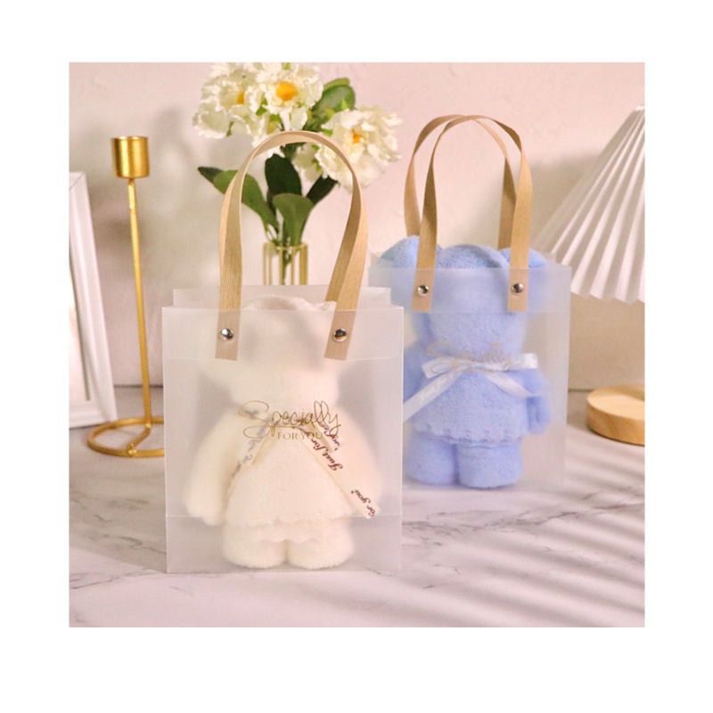 Túi đựng quà tặng trong suốt 22x8x24cm, túi nhựa có quai xách xinh xắn