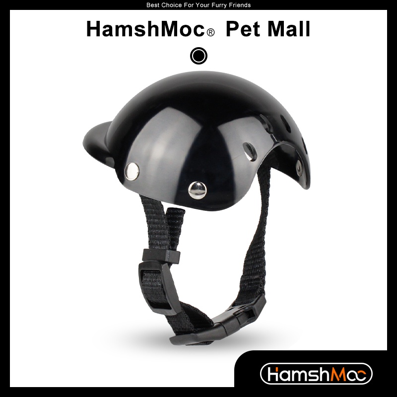 HamshMoc Mũ Bảo Hiểm Cứng Chống Mưa Chống Nắng Có Khóa Cài Quả Cầu Lông Xù Bền Bỉ Có Thể Điều Chỉnh Dành Cho Chó Nhỏ Đi Xe Máy Hams