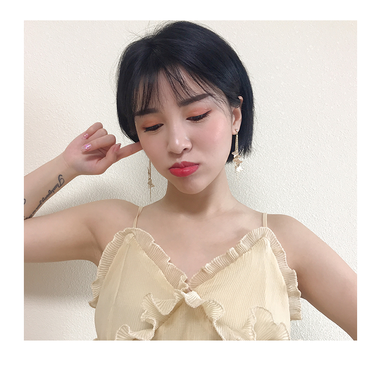 Khuyên Tai Dáng Dài Hình Bướm Mạ Bạc 925 Phong Cách Hàn Quốc