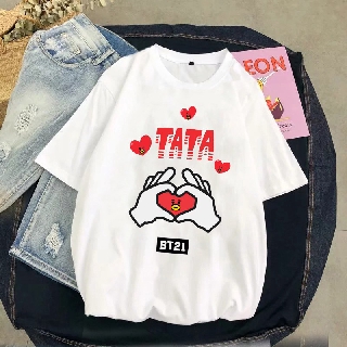 [FREESHIP] Áo thun BTS và BT21 dễ thương hình bé Tata của V- áo form rộng ngắn tay