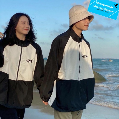 7-Zia TMS midside áo khoác chất dù couple Hàn Quốc áo khoác đôi form rộng phong cách ulzzang liberty.unis3x