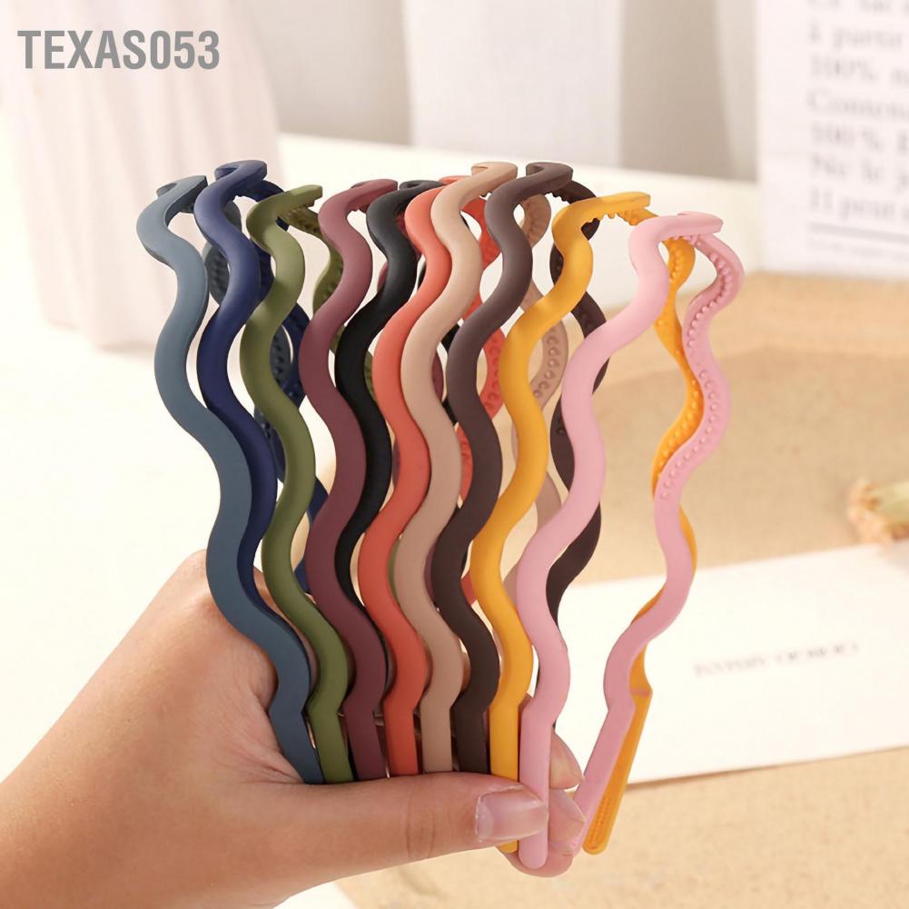 Texas053 Wavy Headband for Women Frosted Simple Versatile Hairband 180° Stretch Plastic Fashion Headbands Sports Outdoor