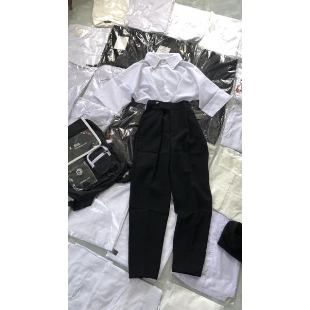 Sơ mi trắng trơn cộc tay