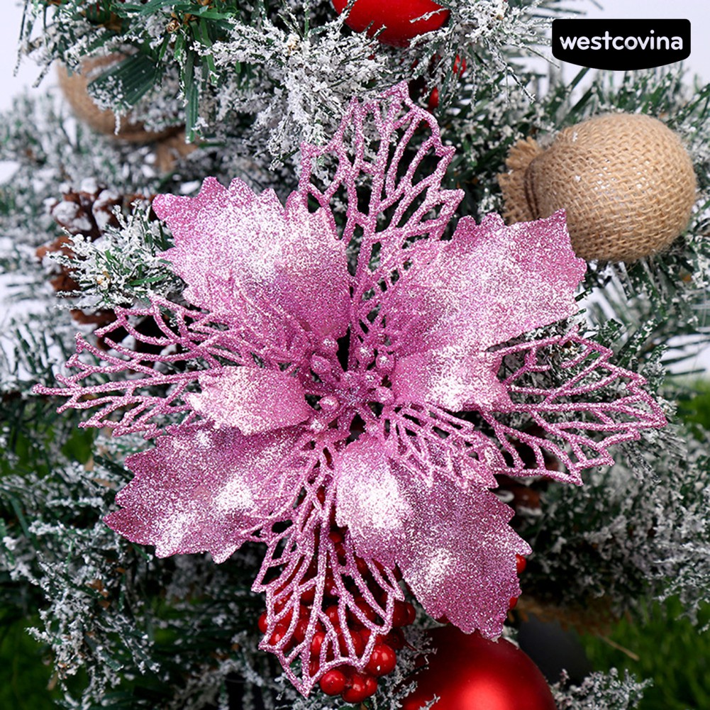 Phụ Kiện Hình Hoa Trang Trí Cây Thông Giáng Sinh Lấp Lánh