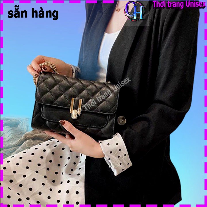 Túi xách đeo chéo nữ ( Mới ) KHÓA XOAY Chữ Y HÀN QUỐC trẻ trung / MÀU ĐEN trắng loại lớn