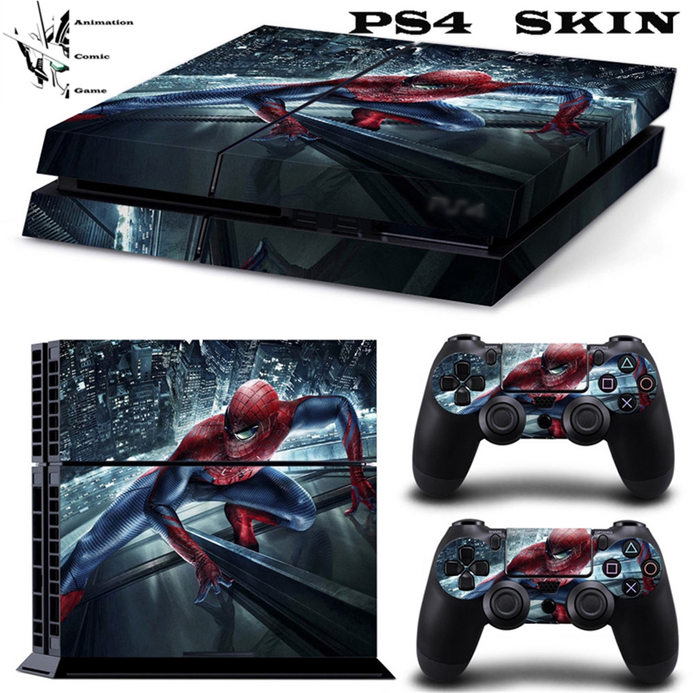Bộ miếng dán bảo vệ tay cầm và máy chơi game PlayStation 4 hình người nhện đẹp mắt