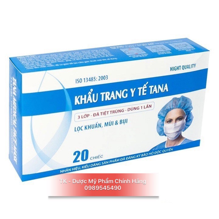 Khẩu Trang Y Tế Tanaphar 3 Lớp / 4 Lớp (Tiệt trùng) - Hộp 20 Chiếc