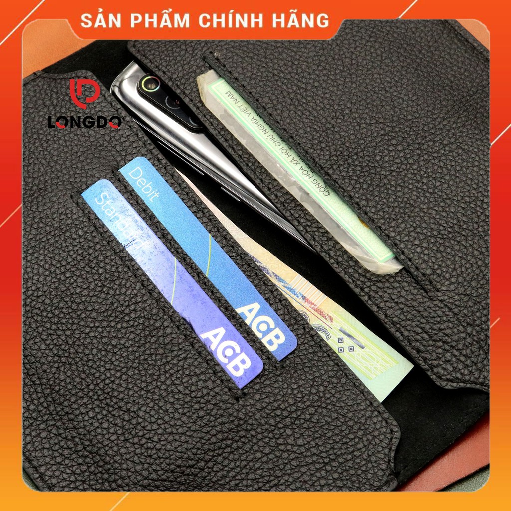 Ví Nữ Cao Cấp - Cam Kết 100% Da Bò Thật - Màu Đen Thương Hiệu Longdo Leather - BNM02