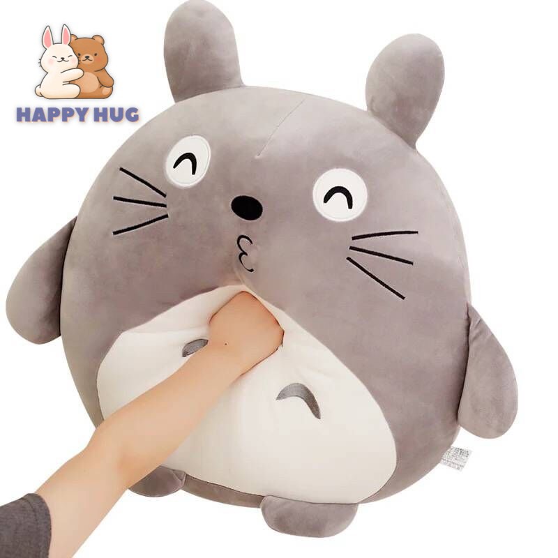 Thú bông Totoro gối ôm dễ thương Size 30x36cm, siêu mềm mịn - Happy Hug