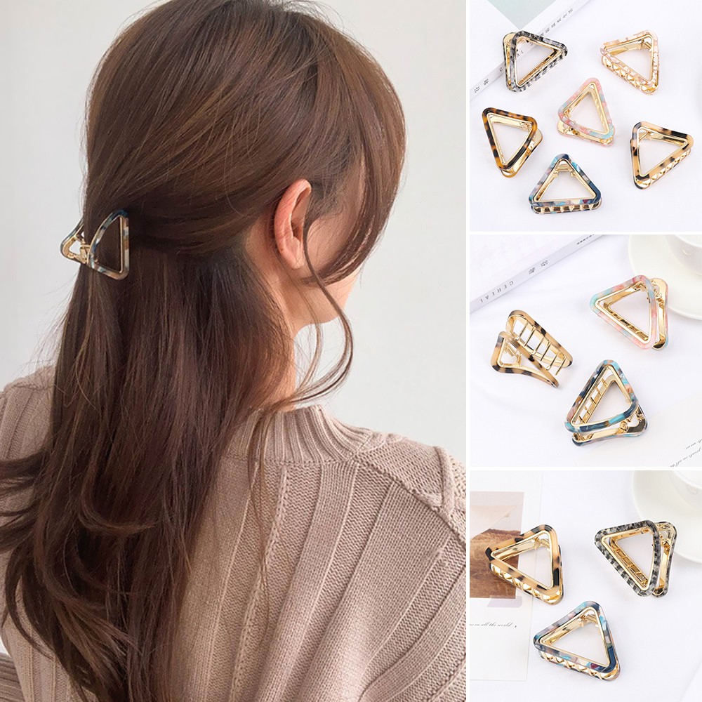 WATTLE Fashion Hair Claw Clip Strong Hold Hair Clamps Metal Hairpins Hair Accessories Women Girls Shinny Metal Barrette