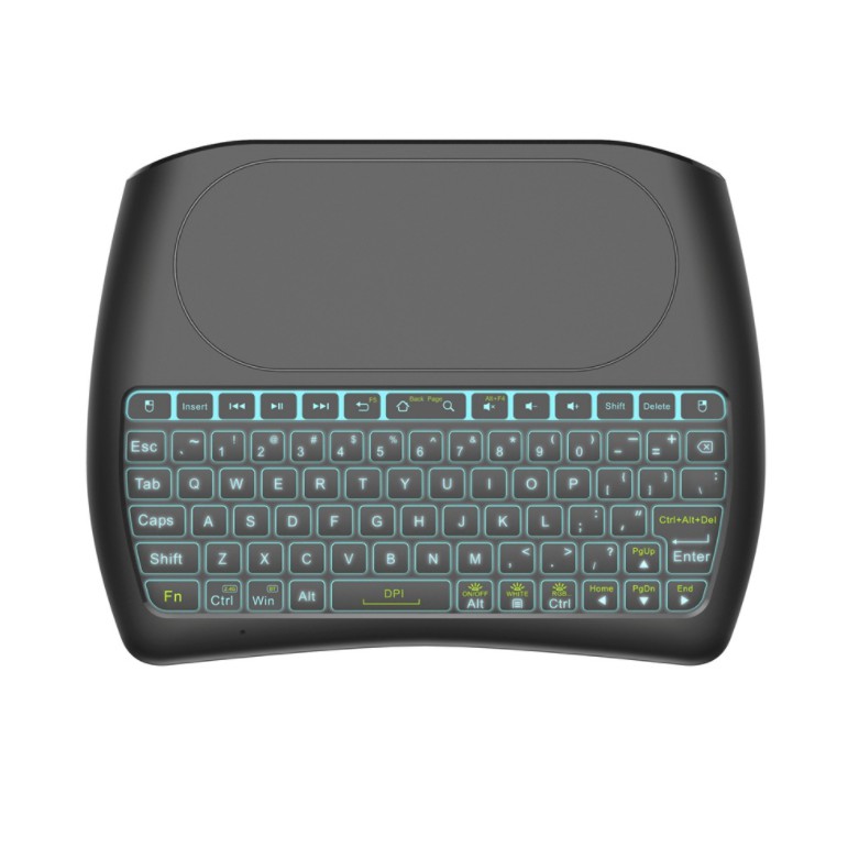 Bàn phím Bluetooth mini kết hợp bàn di chuột đa phương tiện D8 có đèn nền 2.4G